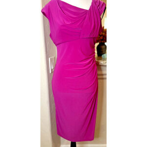 Marina Women's Magenta Shirred Slim Dress purple M 4-8